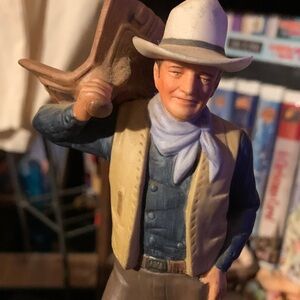 Vintage John Wayne Western Cowboy Figurine with Hat and Vest